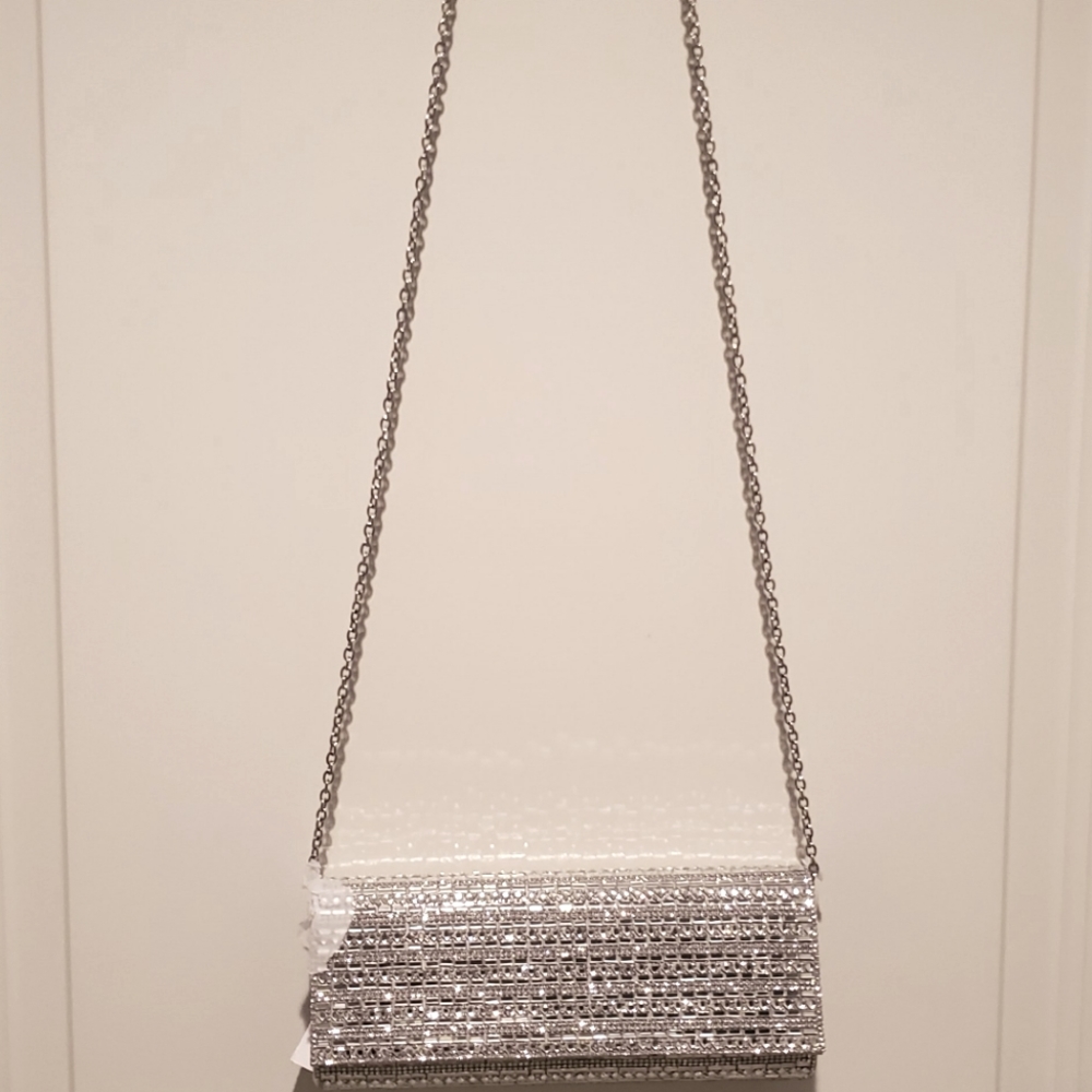 ALDO Bascemi Minaudiere Bling Clutch in Silver